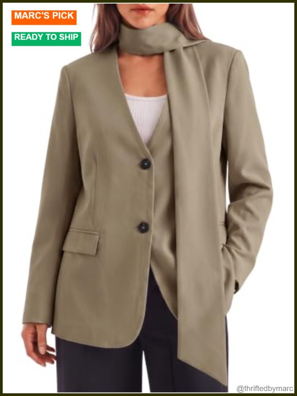 Plaid Blazer V Neck Button Down Collarless Fitted Suit Jacket